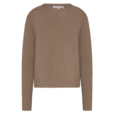 Red Button Sweater Fluffy Mid Brown