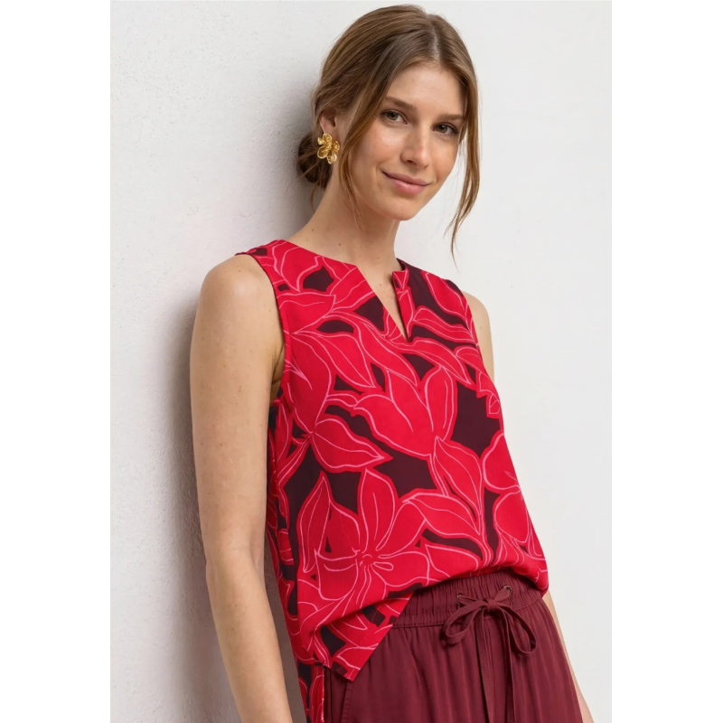 Street One Top Flower Salsa Red