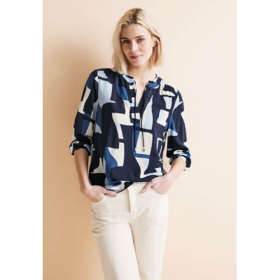 Street One Blouse Graphic Deep Blue