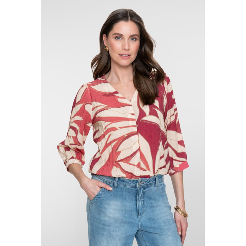 Geisha Blouse Raspberry Coral Red 