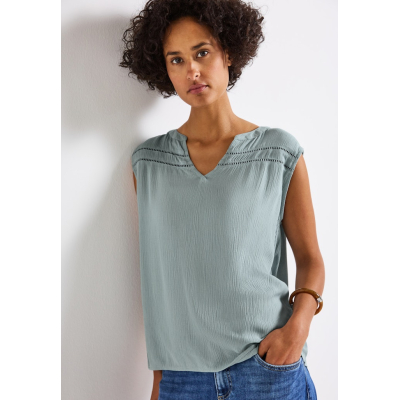 Street One Blouse Top Crinkle Arona Blue