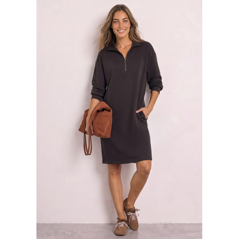 Street One Jurk Sweat Black Coffee