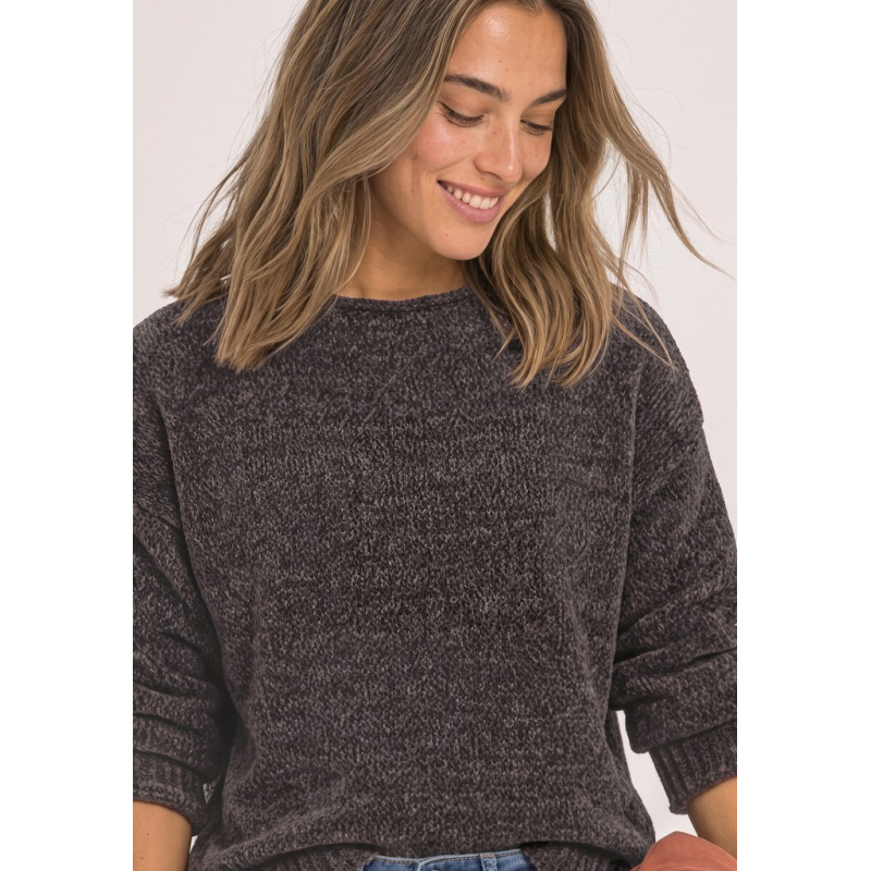 Street One Trui Chenille Black Coffee
