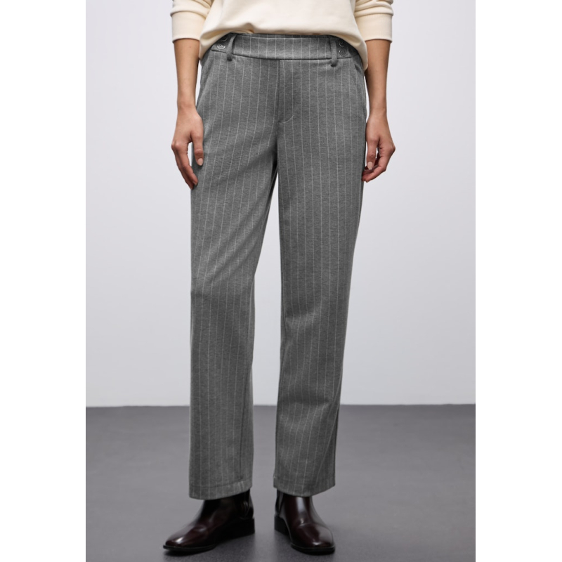 Street One Broek Pinstripe Dark Pelican Grey