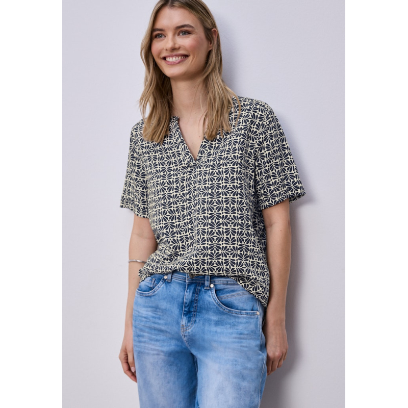 Street One Blouse Top Shadowed Navy