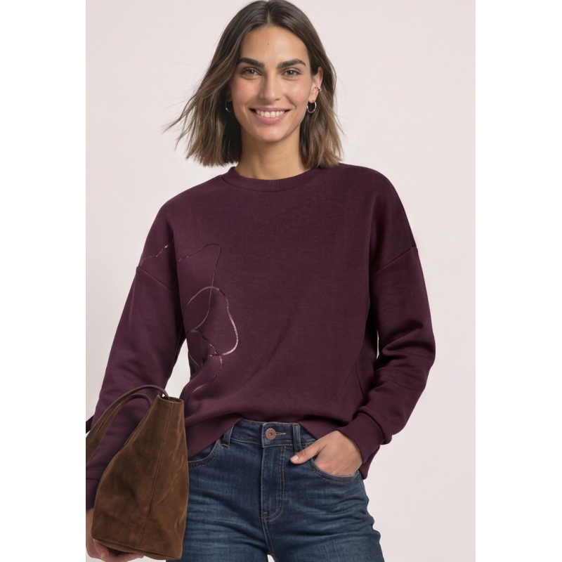 Street One Sweater Flower Rustic Rouge