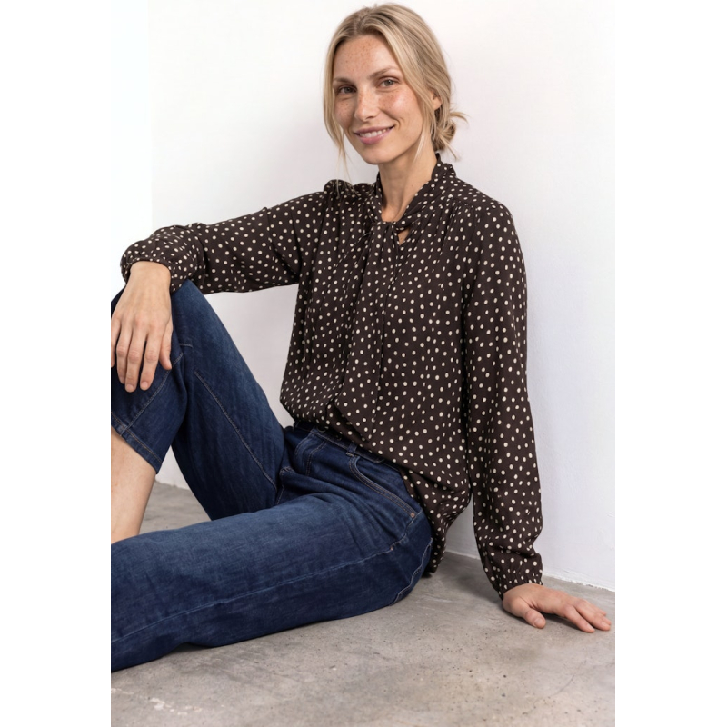 Street One Blouse Dots Black Coffee