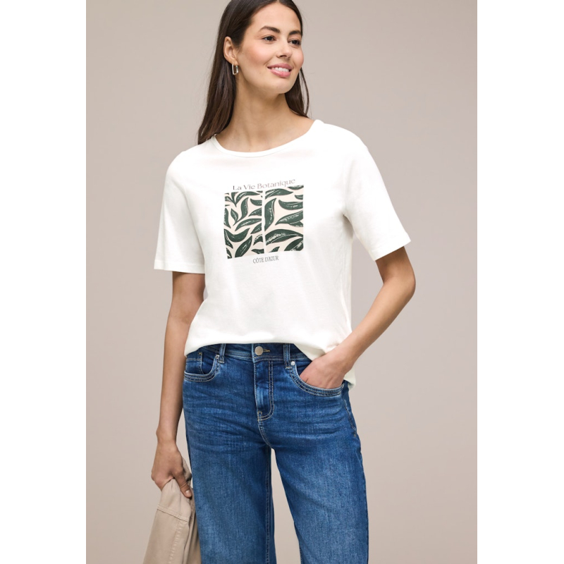 Street One T-Shirt Leaf Off White