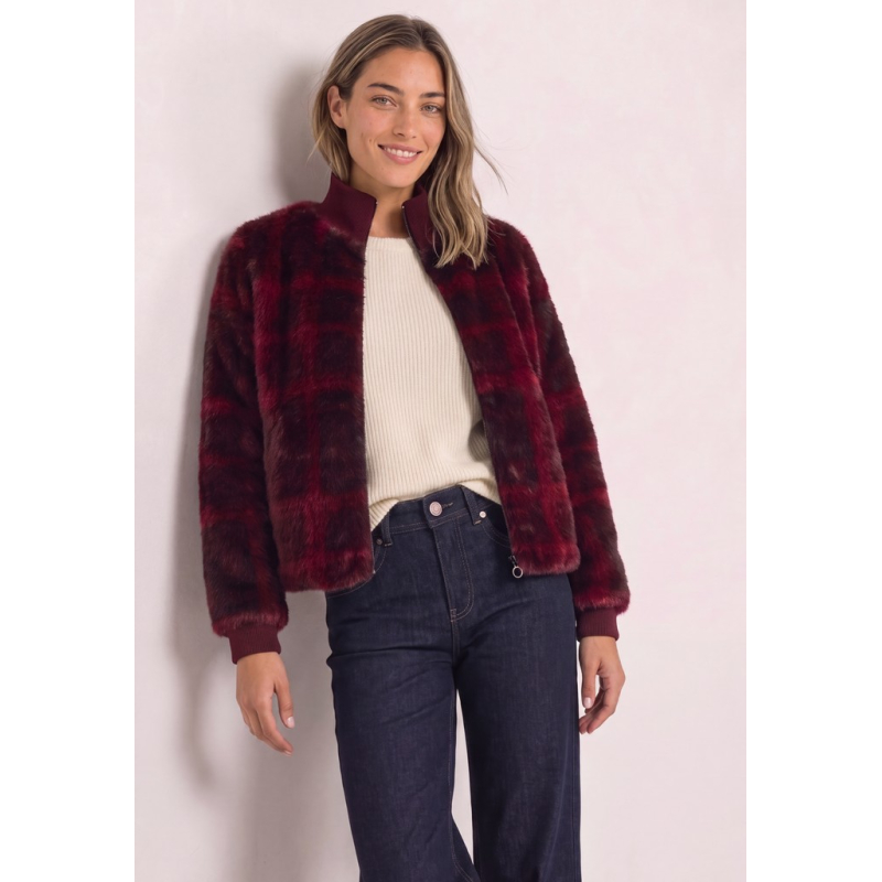 Street One Bomber Jas Checked Plum