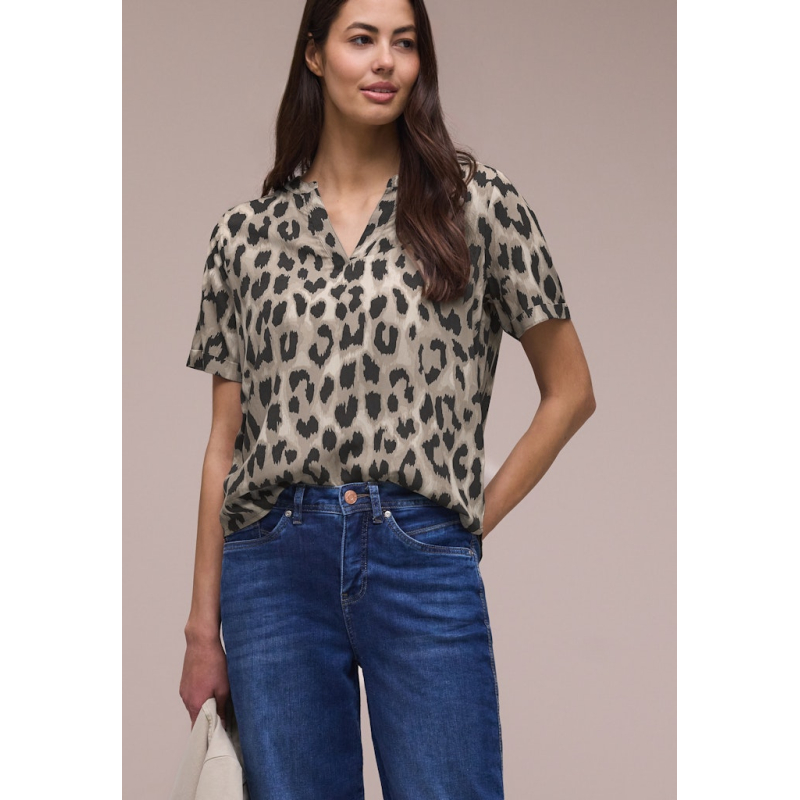 Street One Blouse Top Animal Timeless Beige