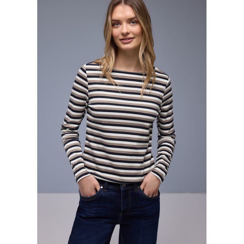 Street One Longsleeve Shirt Stripe Shadowed Navy