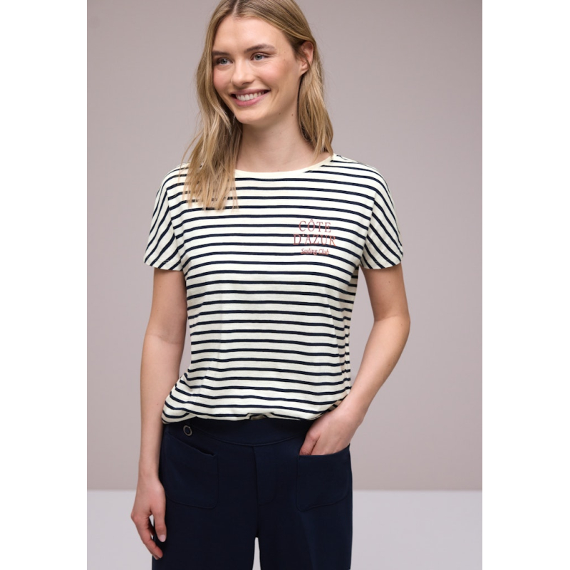 Street One Shirt Striped Shadowed Navy