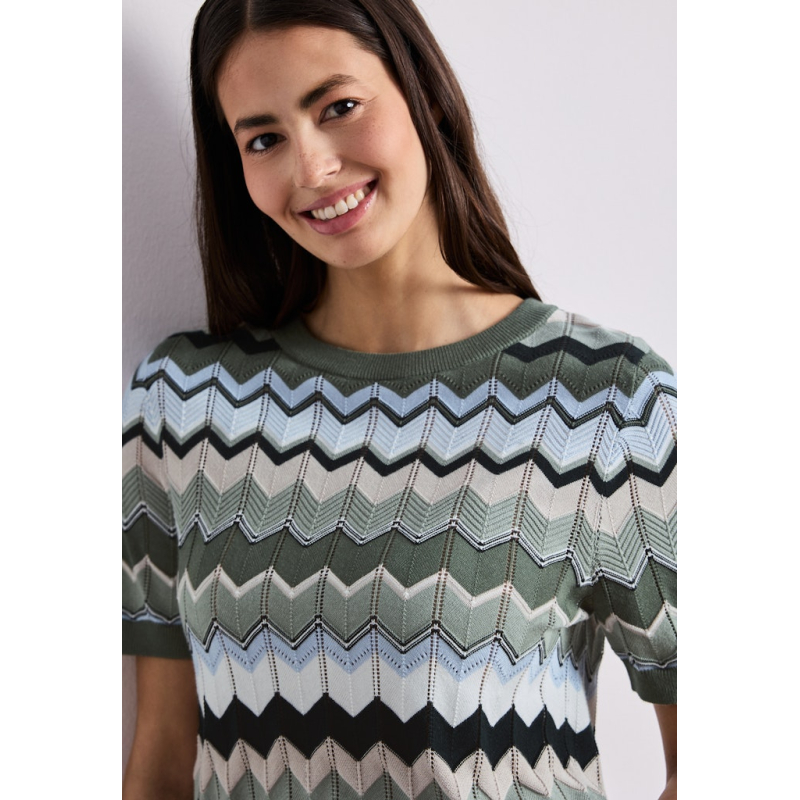 Street One Trui Zig Zag Deep Bound Green