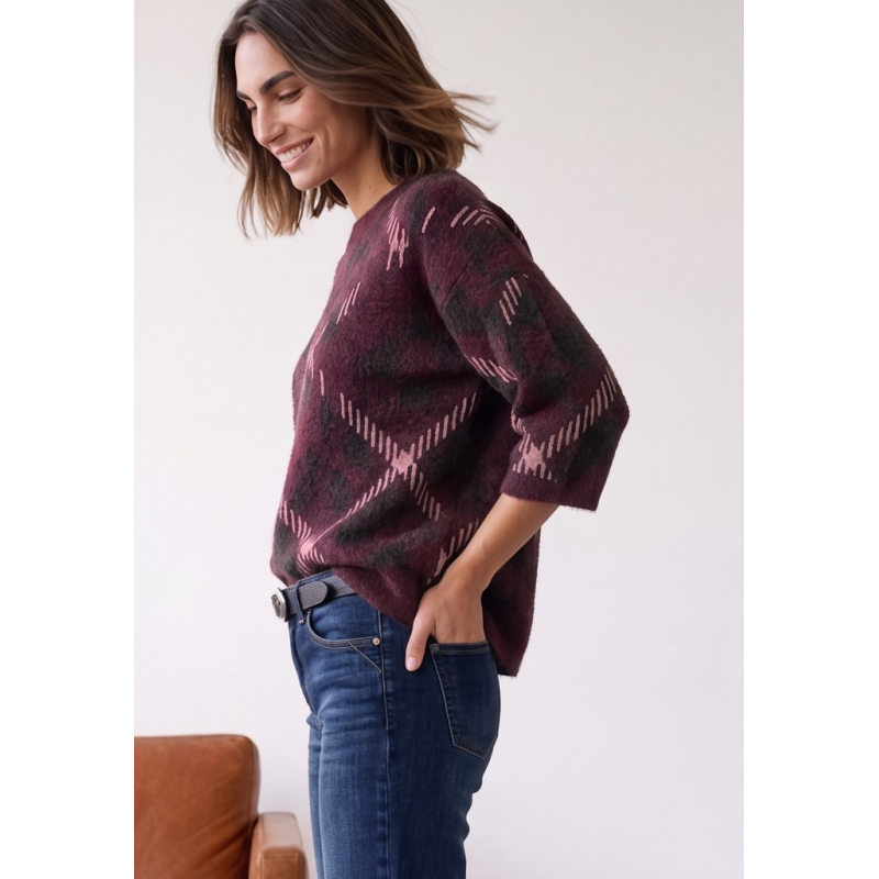 Street One Trui Top Jacquard Rustic Rouge