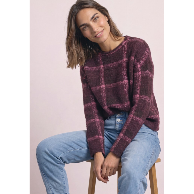 Street One Shirt Checked Rustic Rouge