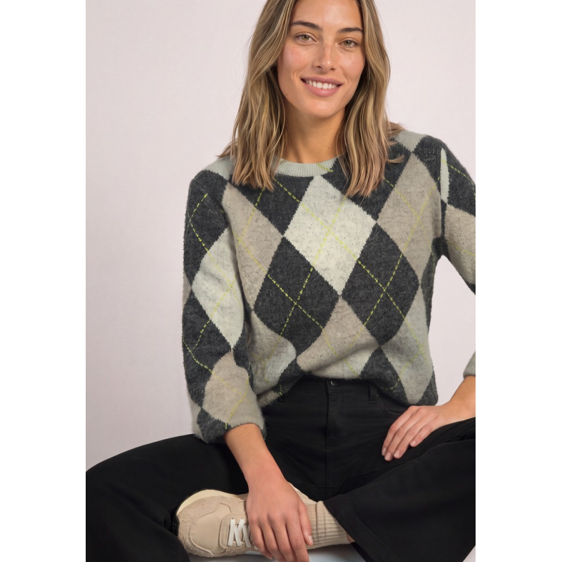 Street One Trui Argyle Armor Grey
