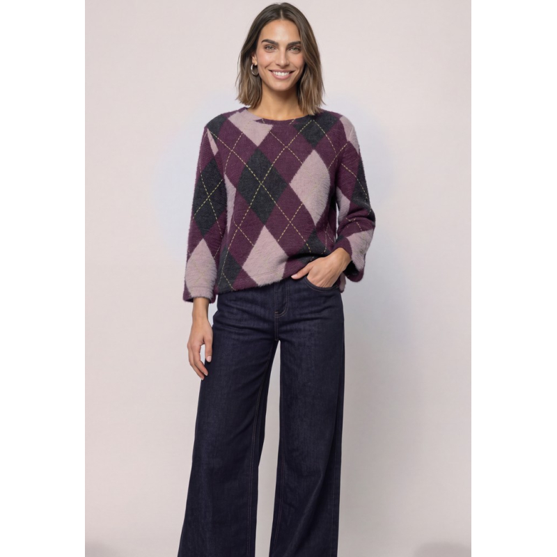 Street One Trui Argyle Berry Plum