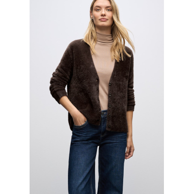 Street One Vest Fluffy Button Deep Roast Brown