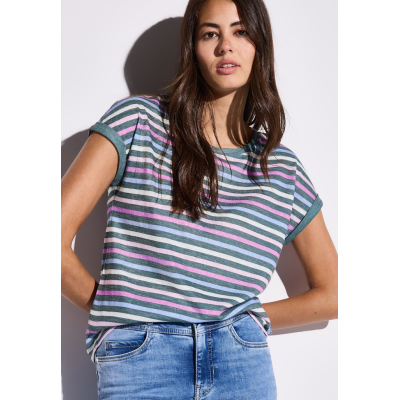 Street One Shirt Striped Dark Garden Green Street One Shirt Striped Dark Garden Green