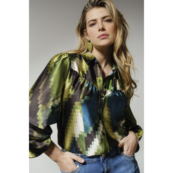 Tramontana Blouse Pixeled Forest Greens