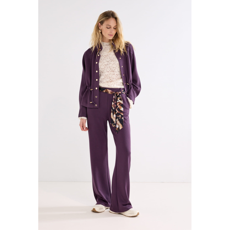 Tramontana Broek Scarf Aubergine Noir