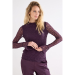 Tramontana Top Flared Cuff Aubergine Noir