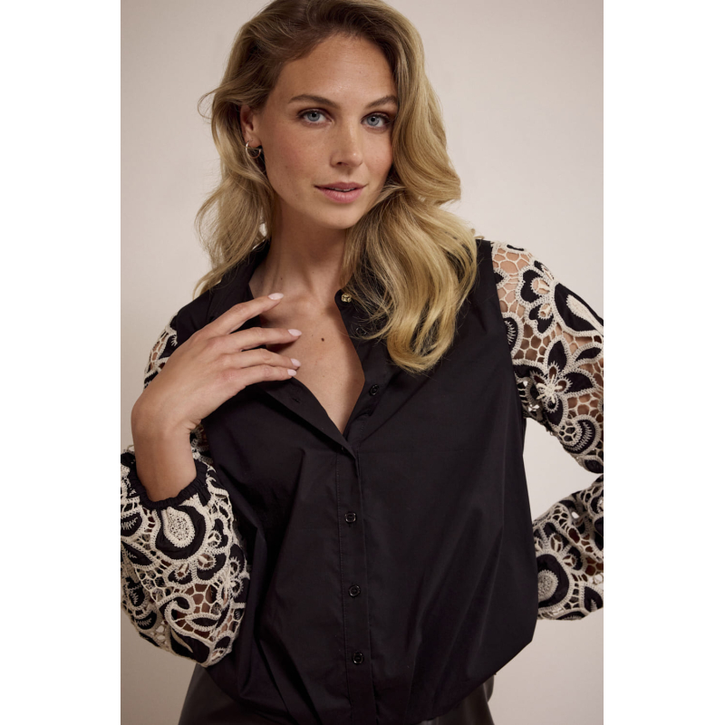 Tramontana Blouse Embroidered Black
