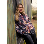 Tramontana Blouse Floral Checks Print Black