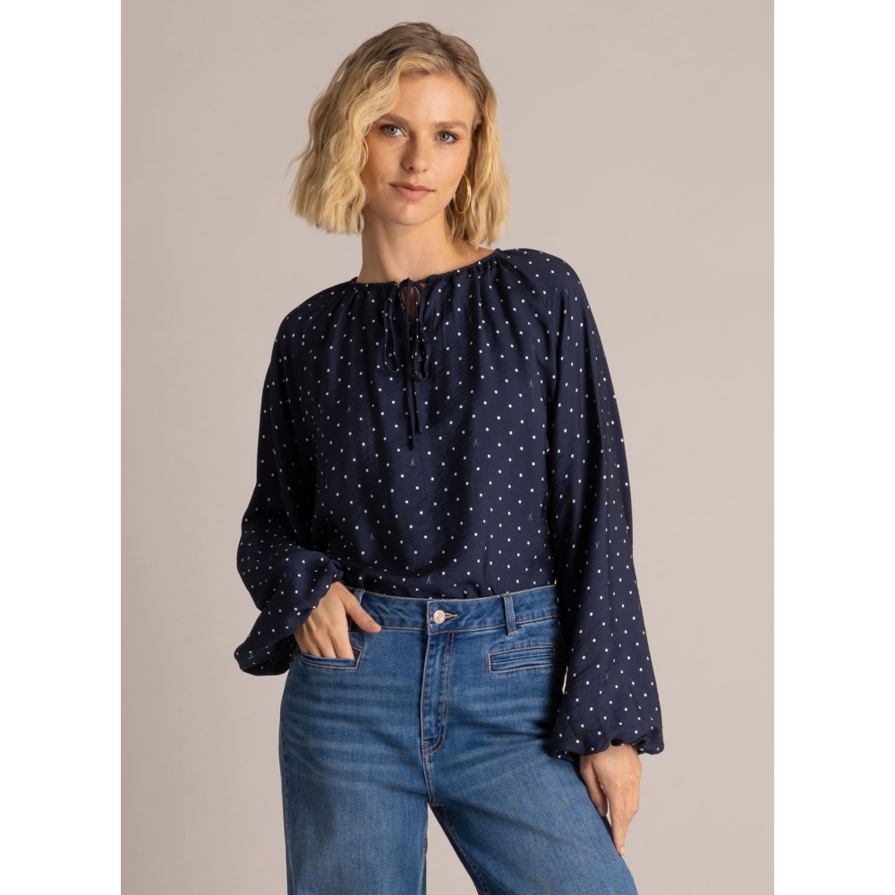 Yest Blouse Sibelia Dark Blue Off White