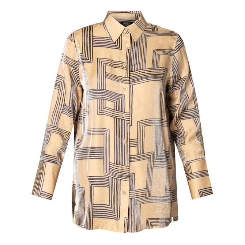 Yest Blouse Bibiana Dark Sand Dark Navy