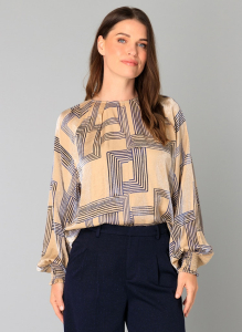 Yest Blouse Billy Dark Sand Dark Navy