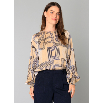 Yest Blouse Billy Dark Sand Dark Navy