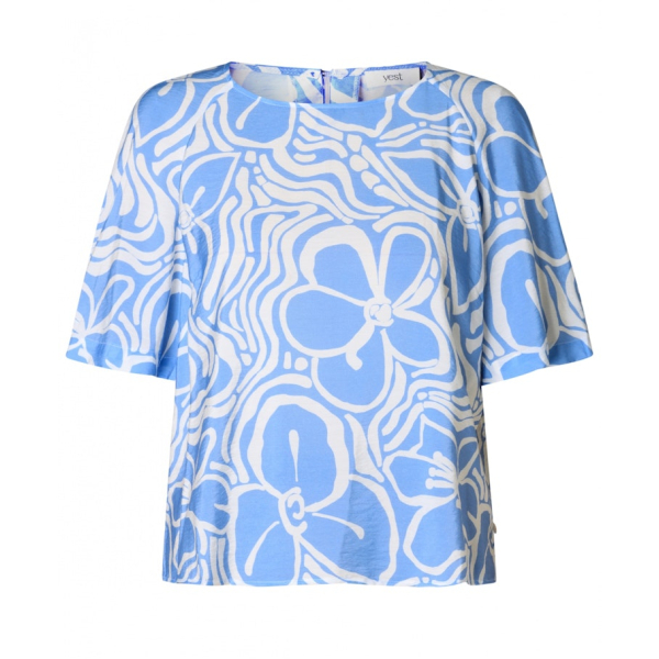 Yest Blouse Top Ivanka Off White Uniform Blue