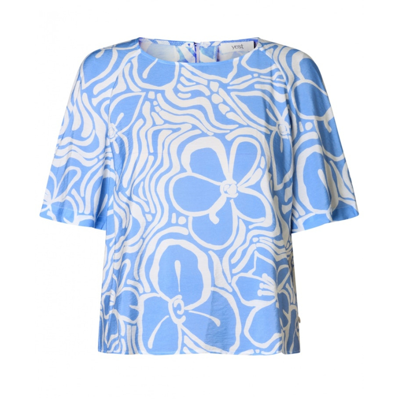 Yest Blouse Top Ivanka Off White Uniform Blue
