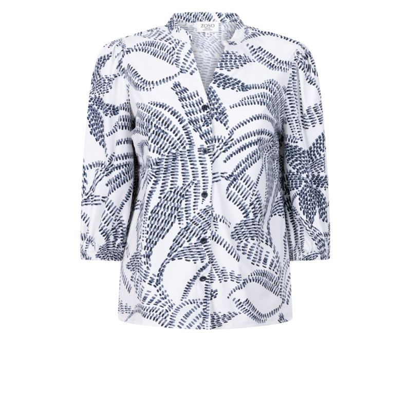 Zoso Blouse Leonie White Navy