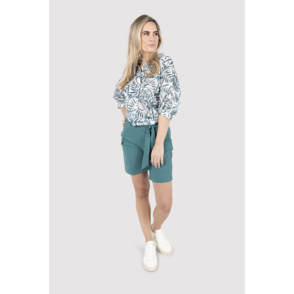 Zoso Blouse Fonda White Green