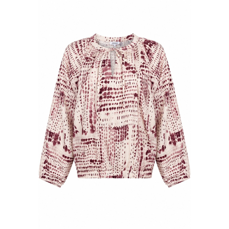 Zoso Blouse Top Naomi Ivory Bordeaux
