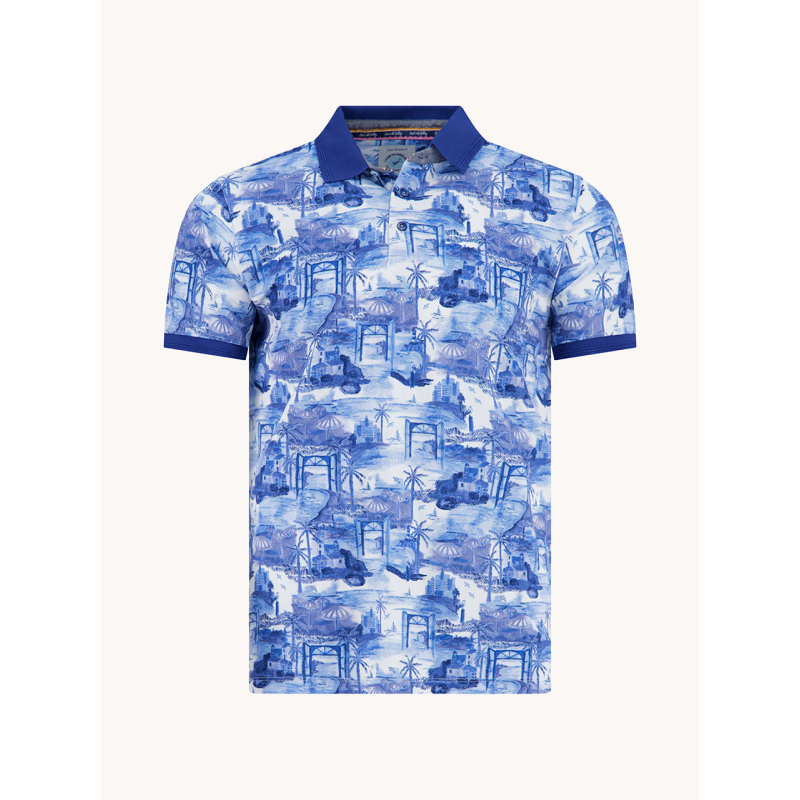 A Fish Named Fred Polo Shirt Impression Island Cobalt