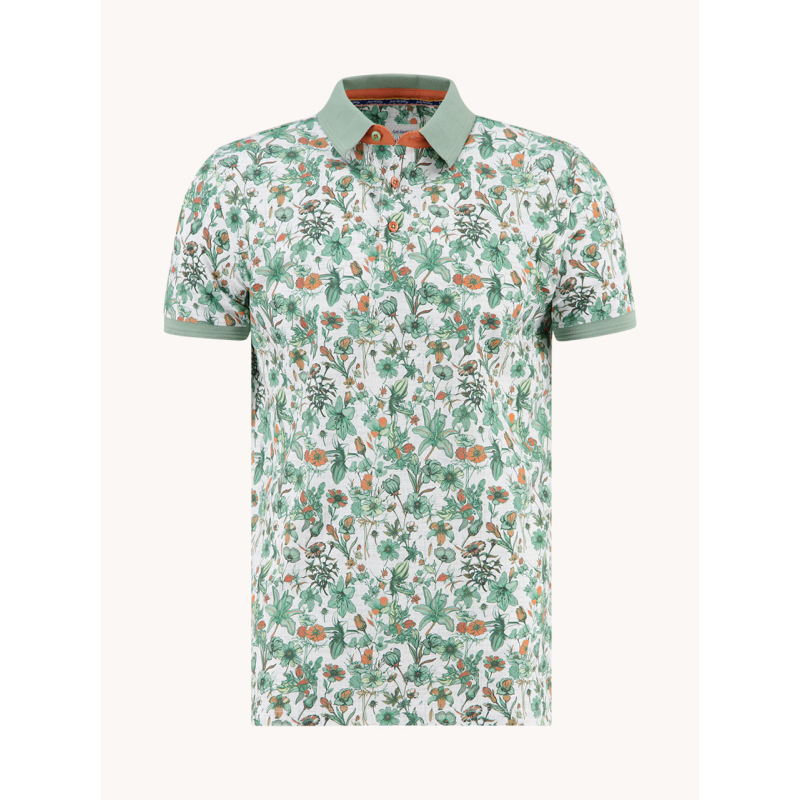 A Fish Named Fred Polo Shirt Floral Olive Green