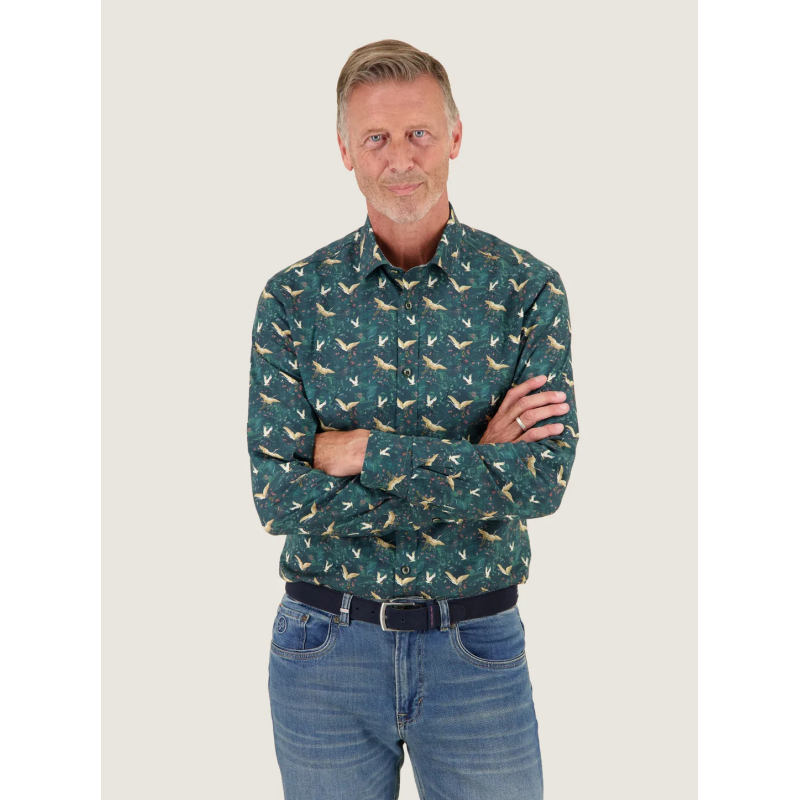 A Fish Named Fred Shirt Crane Sky Dark Green