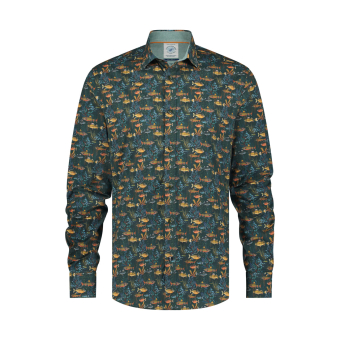 A Fish Named Fred Shirt Coral Dark Green