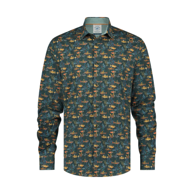 A Fish Named Fred Shirt Coral Dark Green