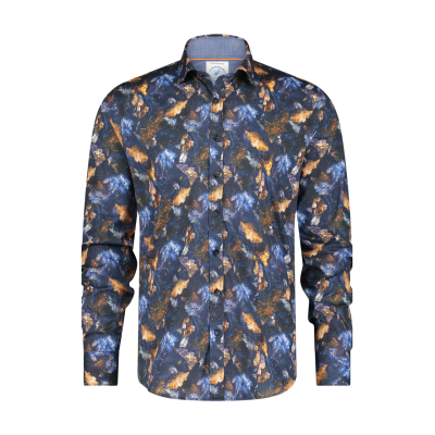 A Fish Named Fred Shirt Autumn Leaves Navy