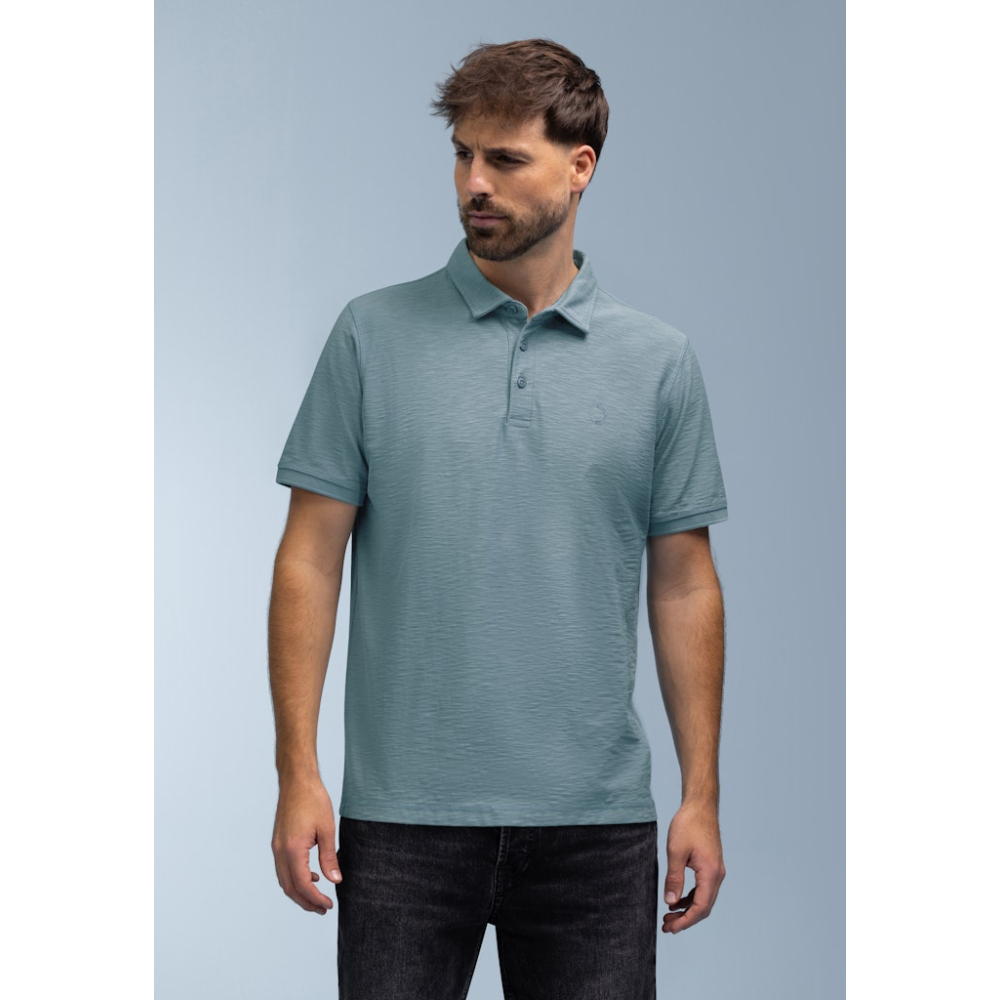 BlueFields Polo Shirt Slub Grijs Blauw