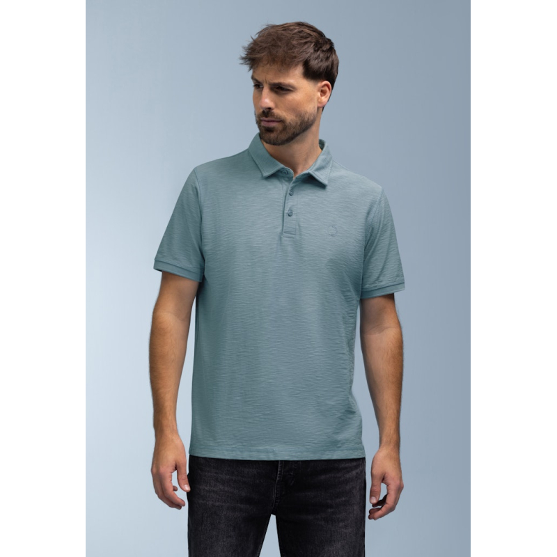 BlueFields Polo Shirt Slub Grijs Blauw