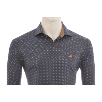 Eden Valley Overhemd Dots Navy