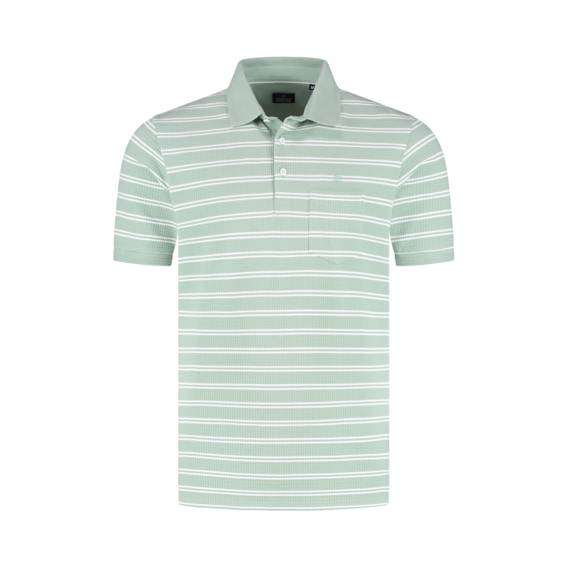 Fellows United Polo Shirt Striped Mid Green