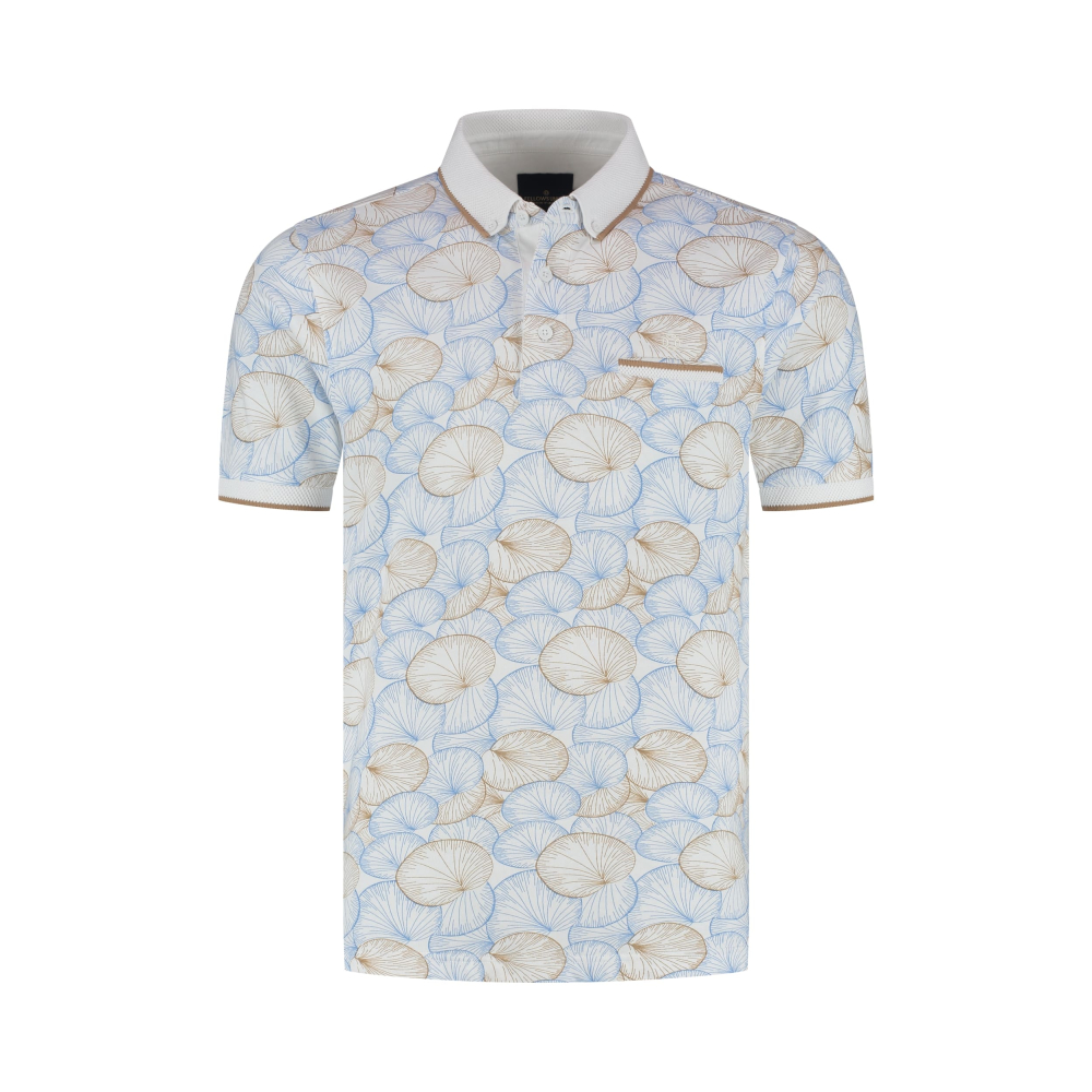 Fellows United Polo Shirt Lotus Leaf Mid Blue