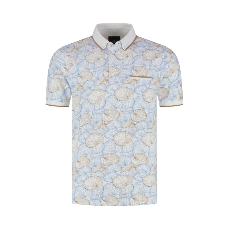 Fellows United Polo Shirt Lotus Leaf Mid Blue