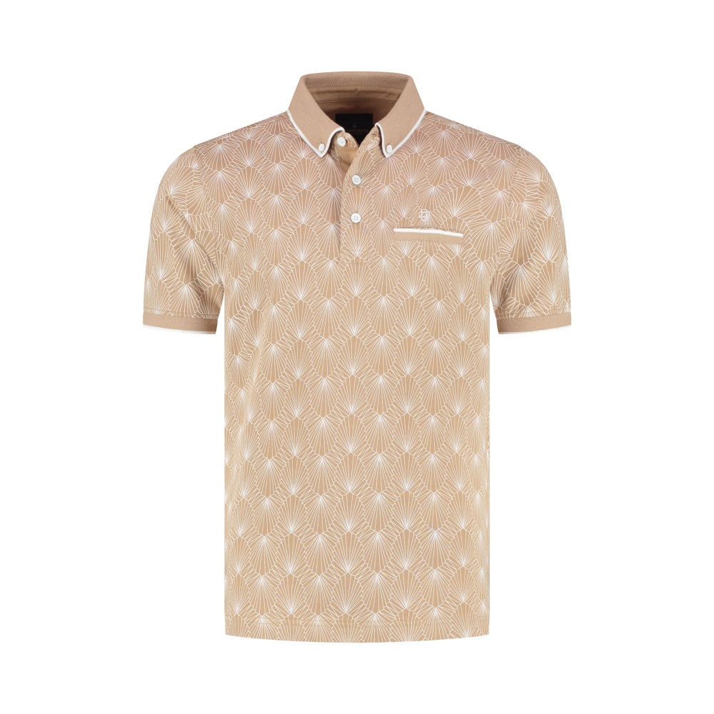 Fellows United Polo Shirt Abstract Mid Brown